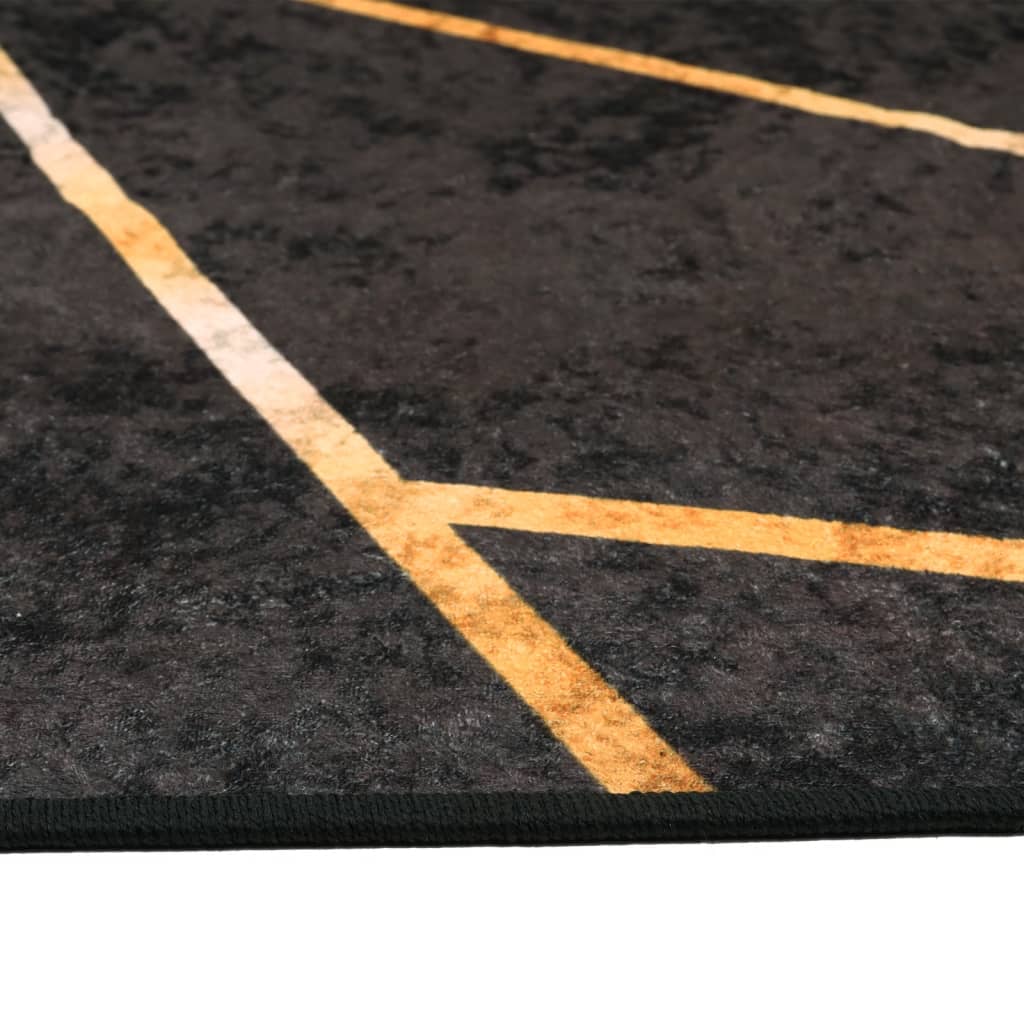 Tapis lavable noir et doré 80x150 cm antidérapant