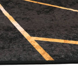 Tapis lavable noir et doré 80x150 cm antidérapant