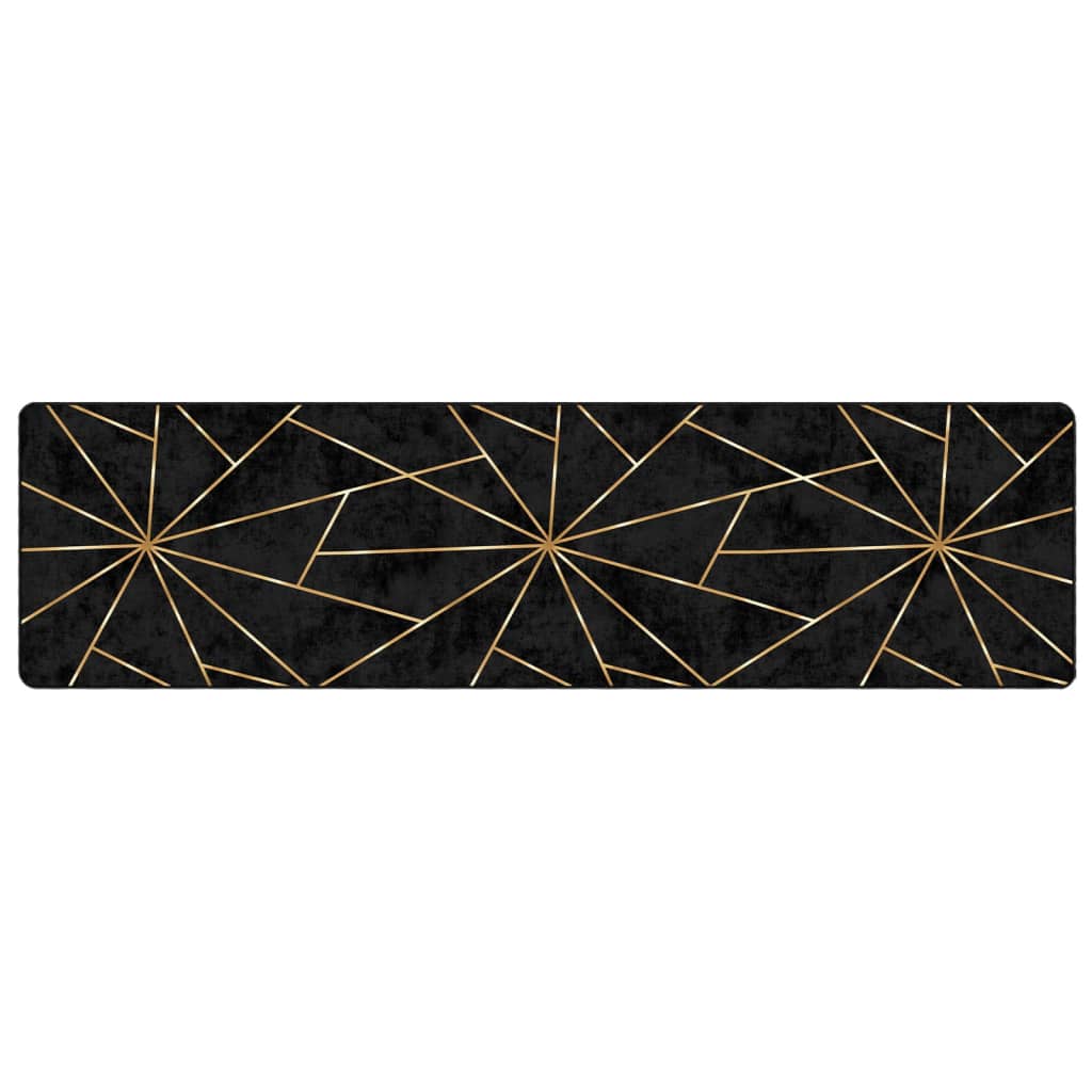 Black and gold washable rug 80x300 cm non-slip