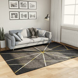 Tapis lavable noir et doré 160x230 cm antidérapant