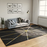 Tapis lavable noir et doré 190x300 cm antidérapant