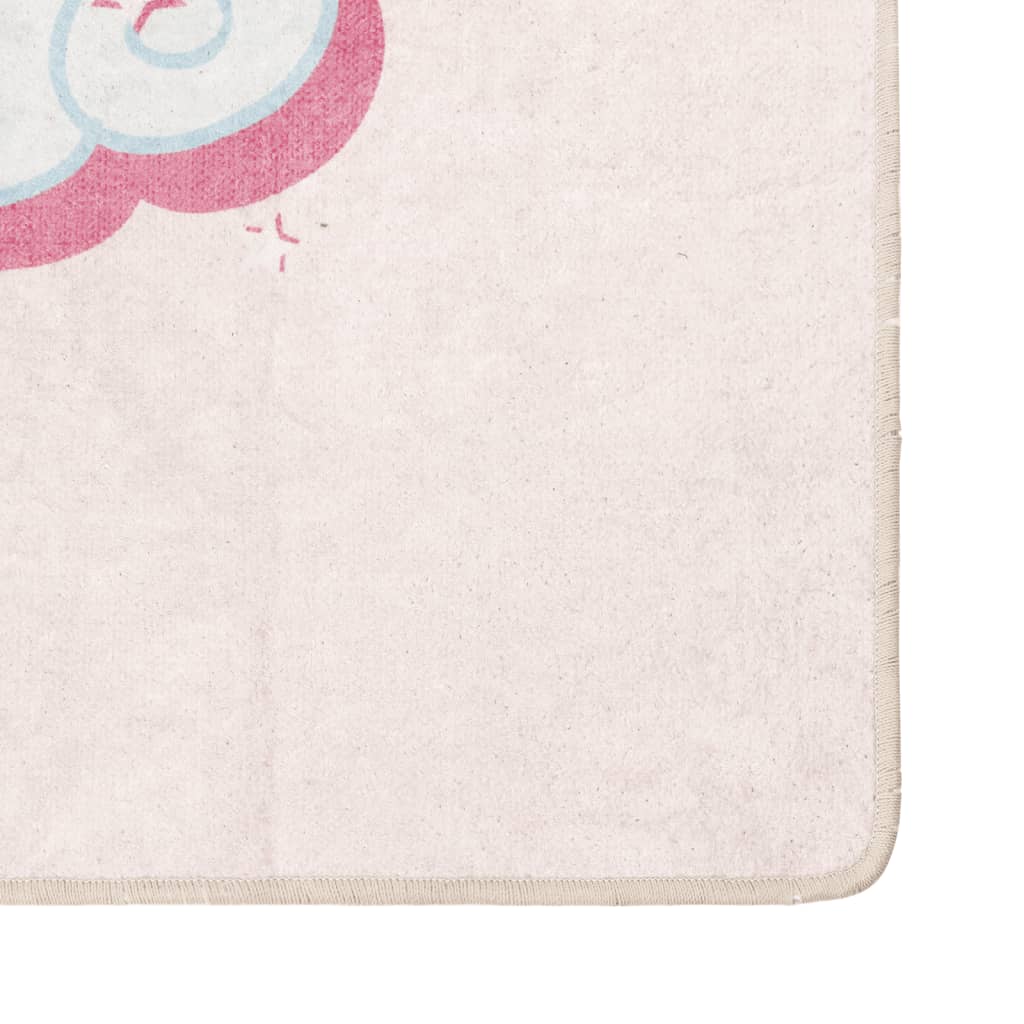 Tapis enfants rose 160x230 cm licorne antidérapant lavable