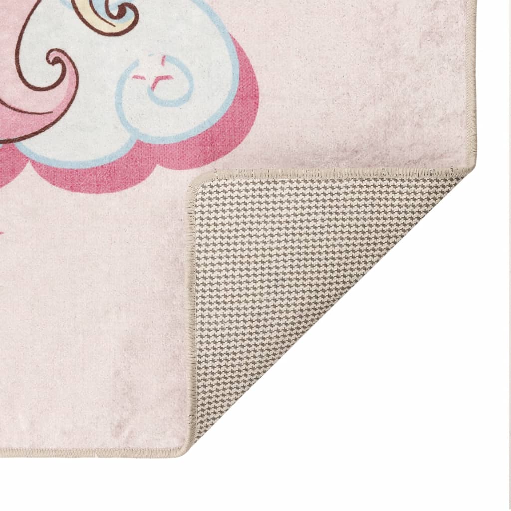 Tapis enfants rose 160x230 cm licorne antidérapant lavable