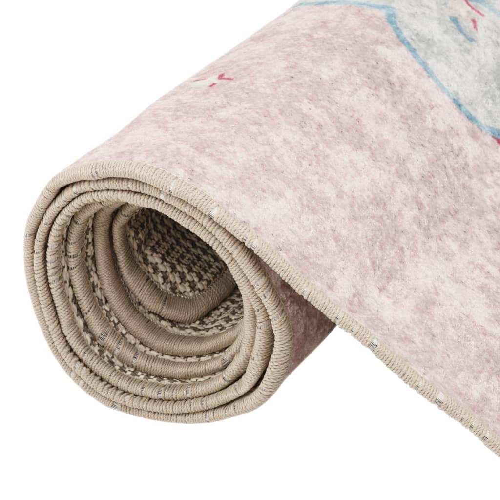 Tapis enfants rose 160x230 cm licorne antidérapant lavable