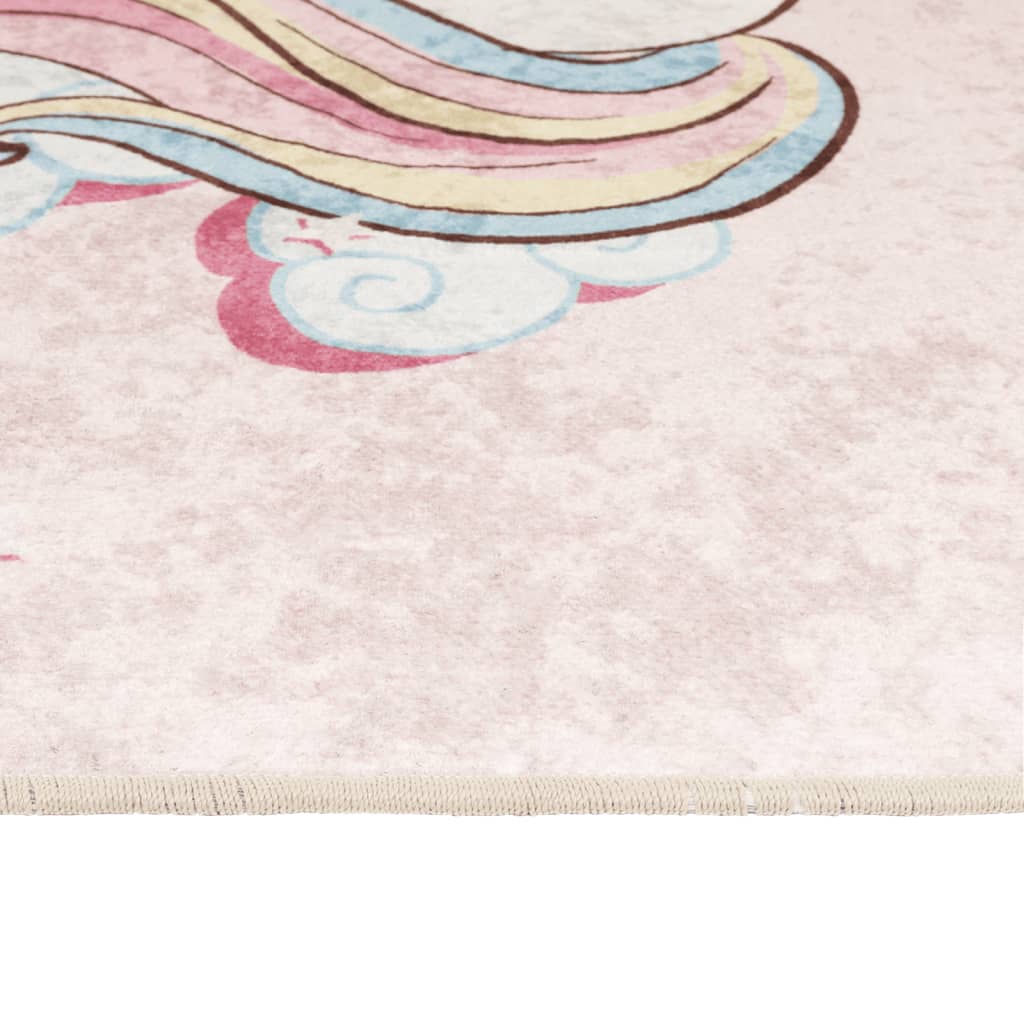 Tapis enfants rose 160x230 cm licorne antidérapant lavable