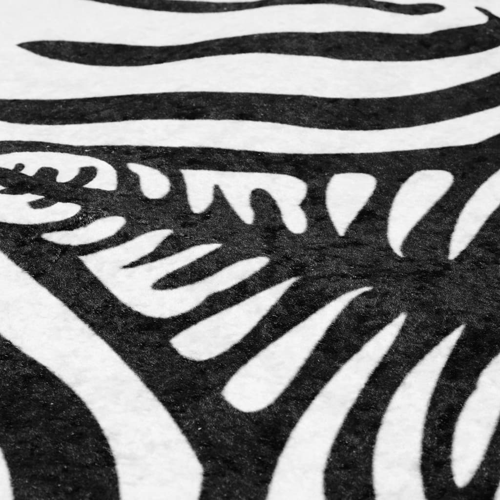 Black and white rug 120x170 cm zebra pattern washable non-slip