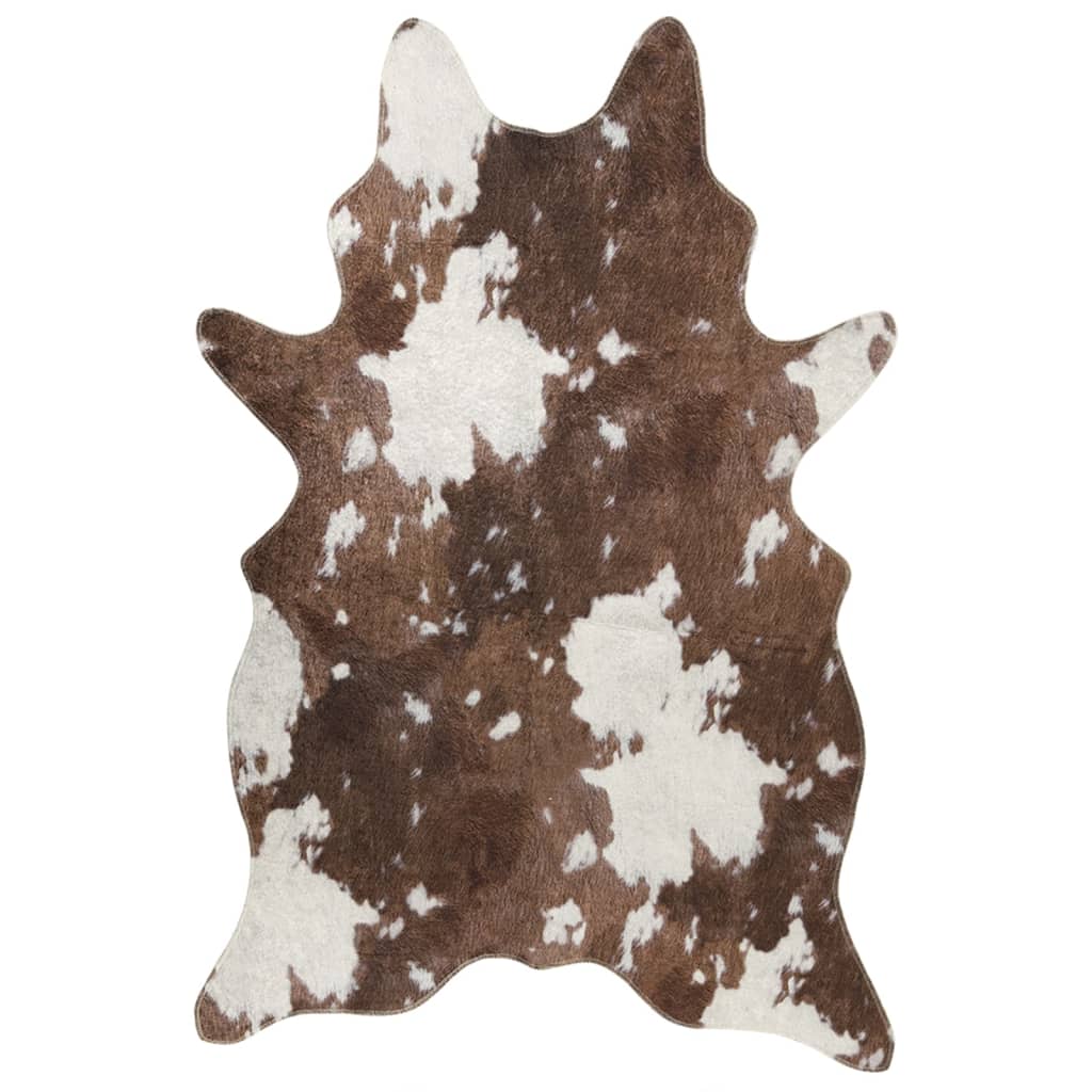 Tapis marron et blanc motif vache lavable antidérapant