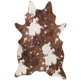 Tapis marron et blanc motif vache lavable antidérapant