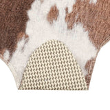 Tapis marron et blanc motif vache lavable antidérapant