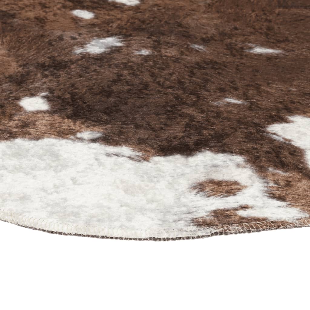 Tapis marron et blanc motif vache lavable antidérapant