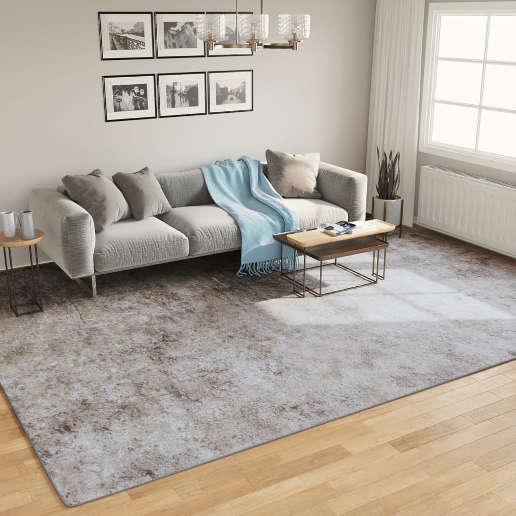 Tapis lavable gris 400x300 cm antidérapant