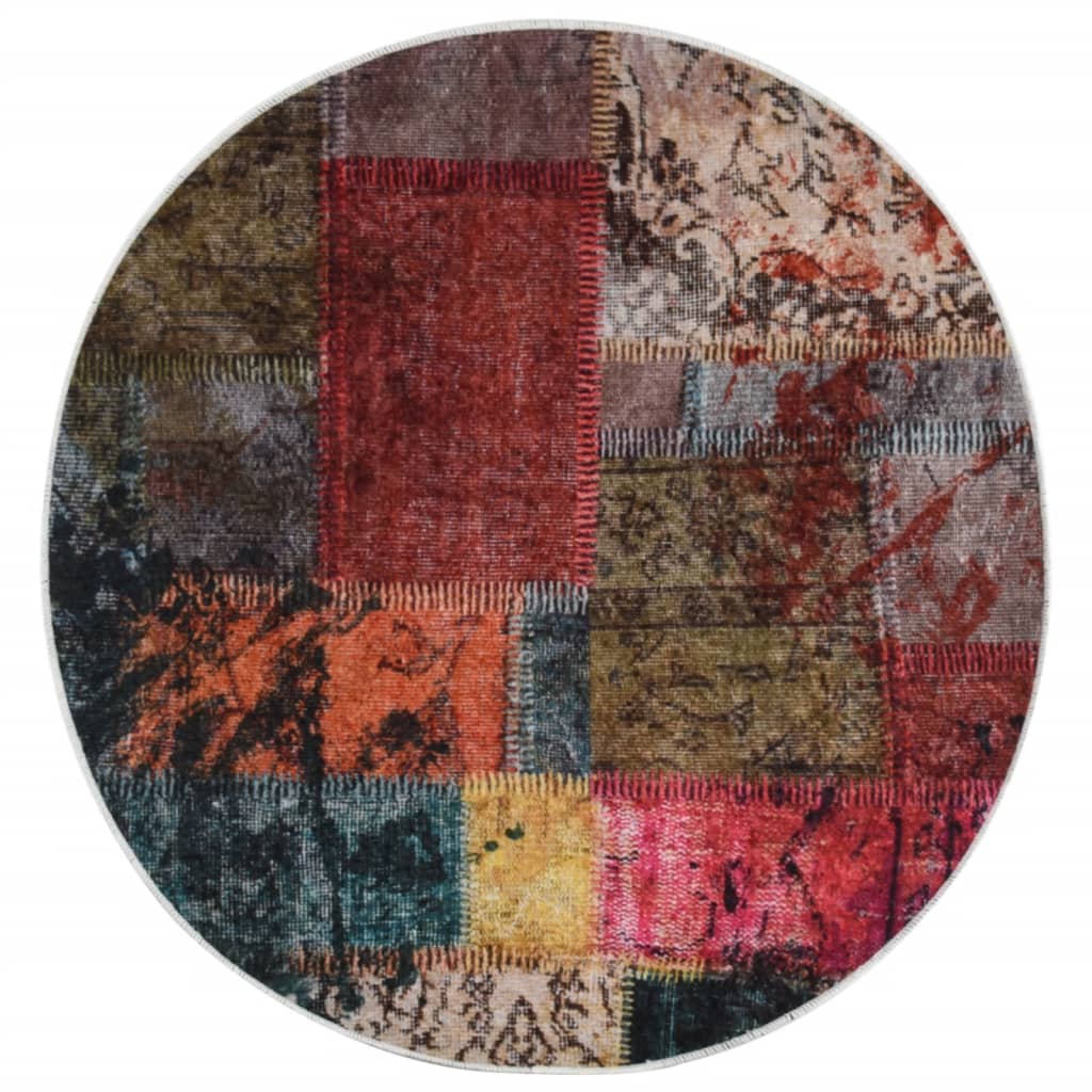 Washable multi-colored rug Ø 200 cm non-slip