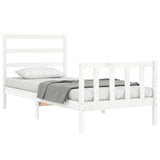 Bed frame without mattress white solid pine wood