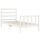 Bed frame without mattress white solid pine wood