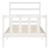 Bed frame without mattress white solid pine wood