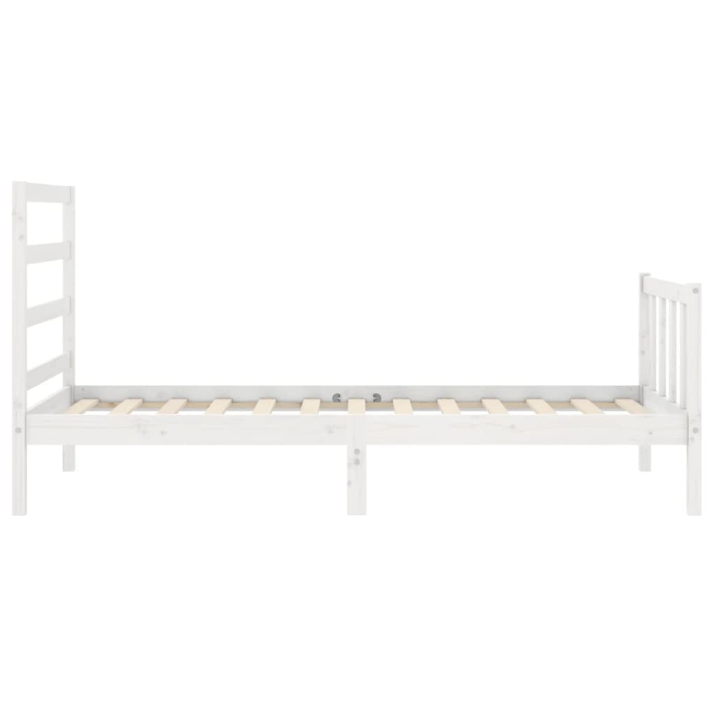 Bed frame without mattress white solid pine wood