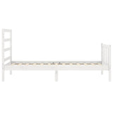 Bed frame without mattress white solid pine wood