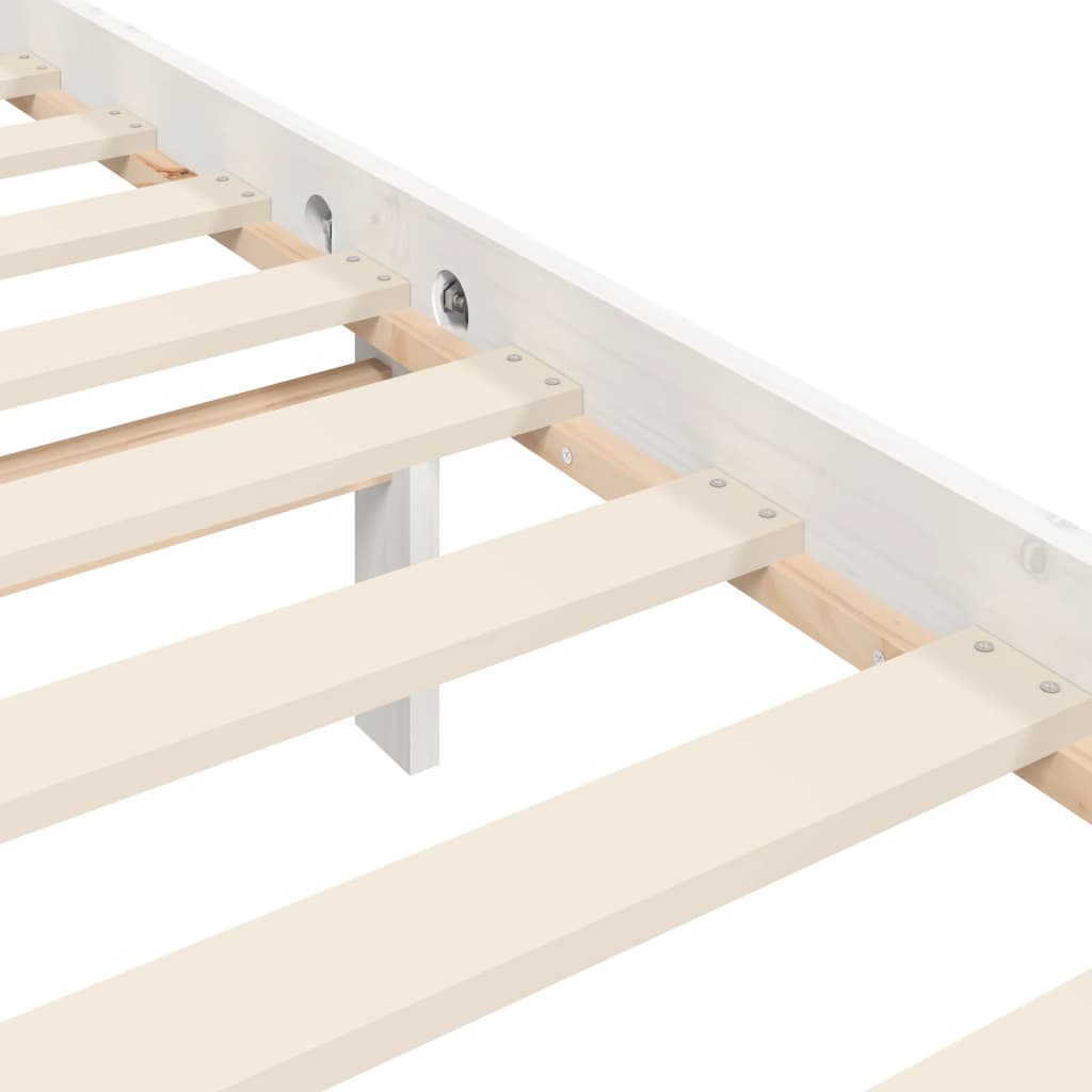 Bed frame without mattress white solid pine wood