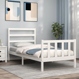 Bed frame without mattress white solid pine wood