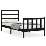 Cadre de lit sans matelas noir 90x190 cm bois de pin massif