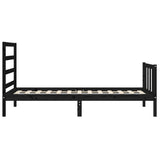 Cadre de lit sans matelas noir 90x190 cm bois de pin massif