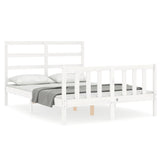 Bed frame without mattress white solid pine wood