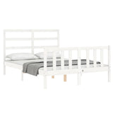 Bed frame without mattress white solid pine wood