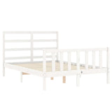 Bed frame without mattress white solid pine wood