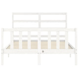 Bed frame without mattress white solid pine wood