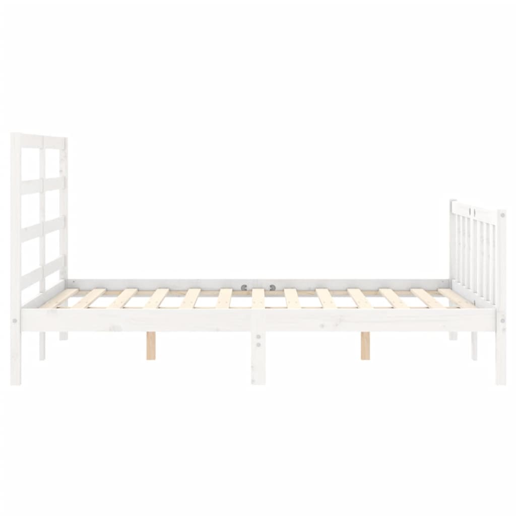 Bed frame without mattress white solid pine wood