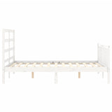 Bed frame without mattress white solid pine wood