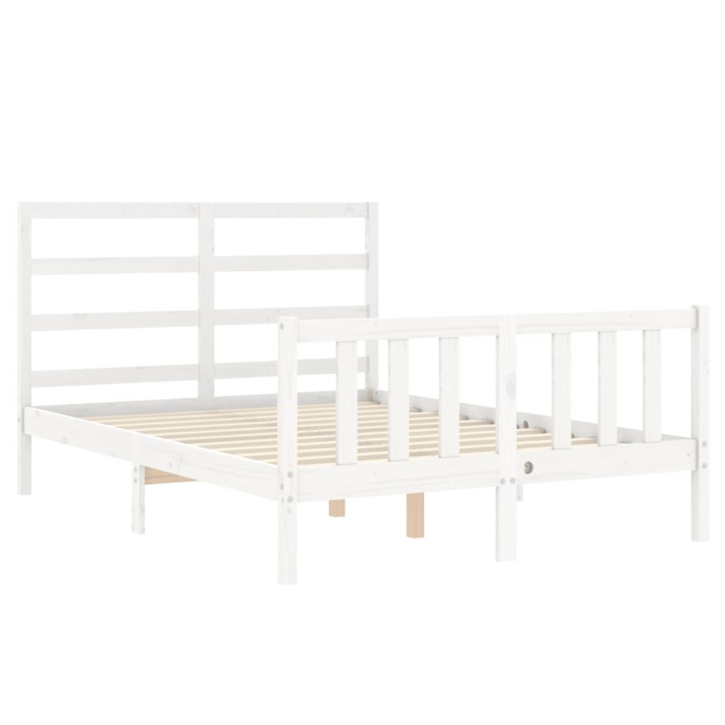 Cadre de lit sans matelas blanc 140x190 cm bois de pin massif