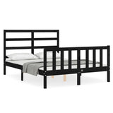 Cadre de lit sans matelas noir 140x190 cm bois de pin massif