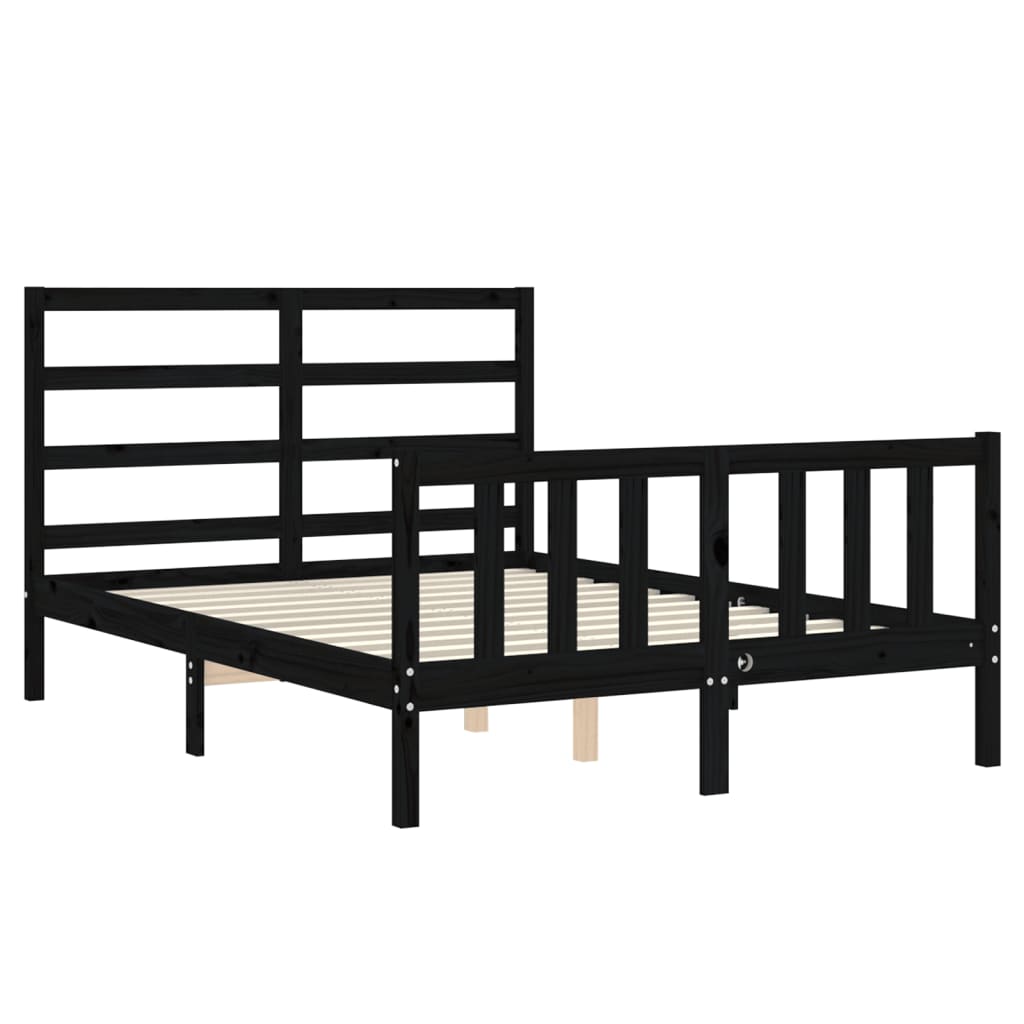 Cadre de lit sans matelas noir 140x190 cm bois de pin massif