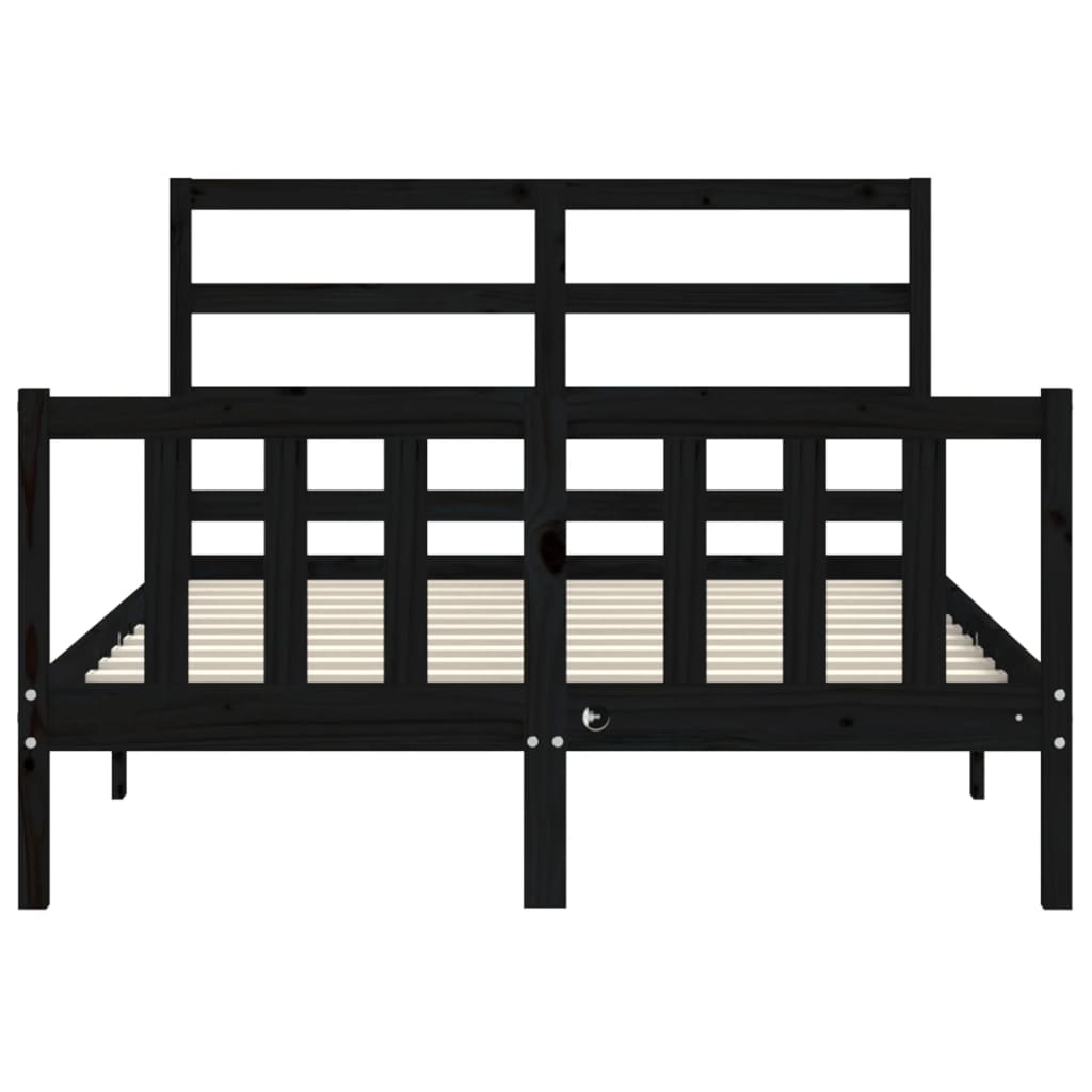 Cadre de lit sans matelas noir 140x190 cm bois de pin massif