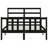 Cadre de lit sans matelas noir 140x190 cm bois de pin massif