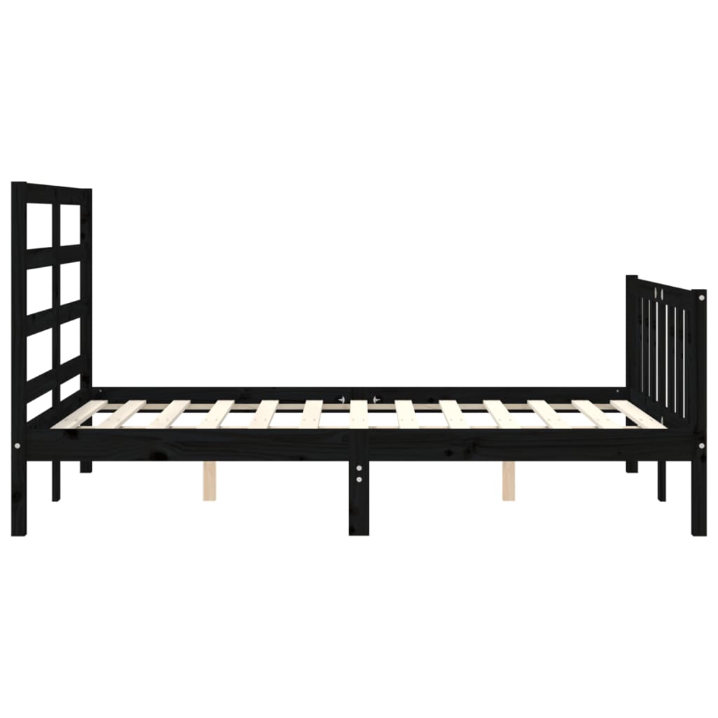 Cadre de lit sans matelas noir 140x190 cm bois de pin massif