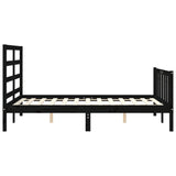 Cadre de lit sans matelas noir 140x190 cm bois de pin massif