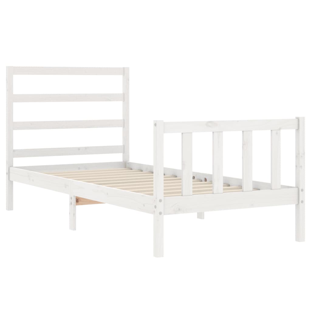 Bed frame without mattress white 90x200 cm solid pine wood