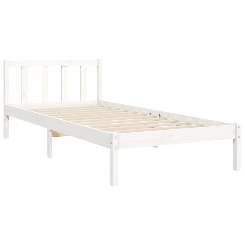 Bed frame without mattress white 90x200 cm solid pine wood