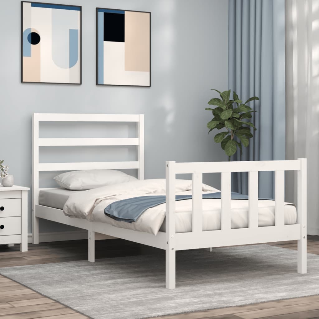 Bed frame without mattress white 90x200 cm solid pine wood