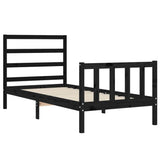 Cadre de lit sans matelas noir 100x200 cm bois massif de pin