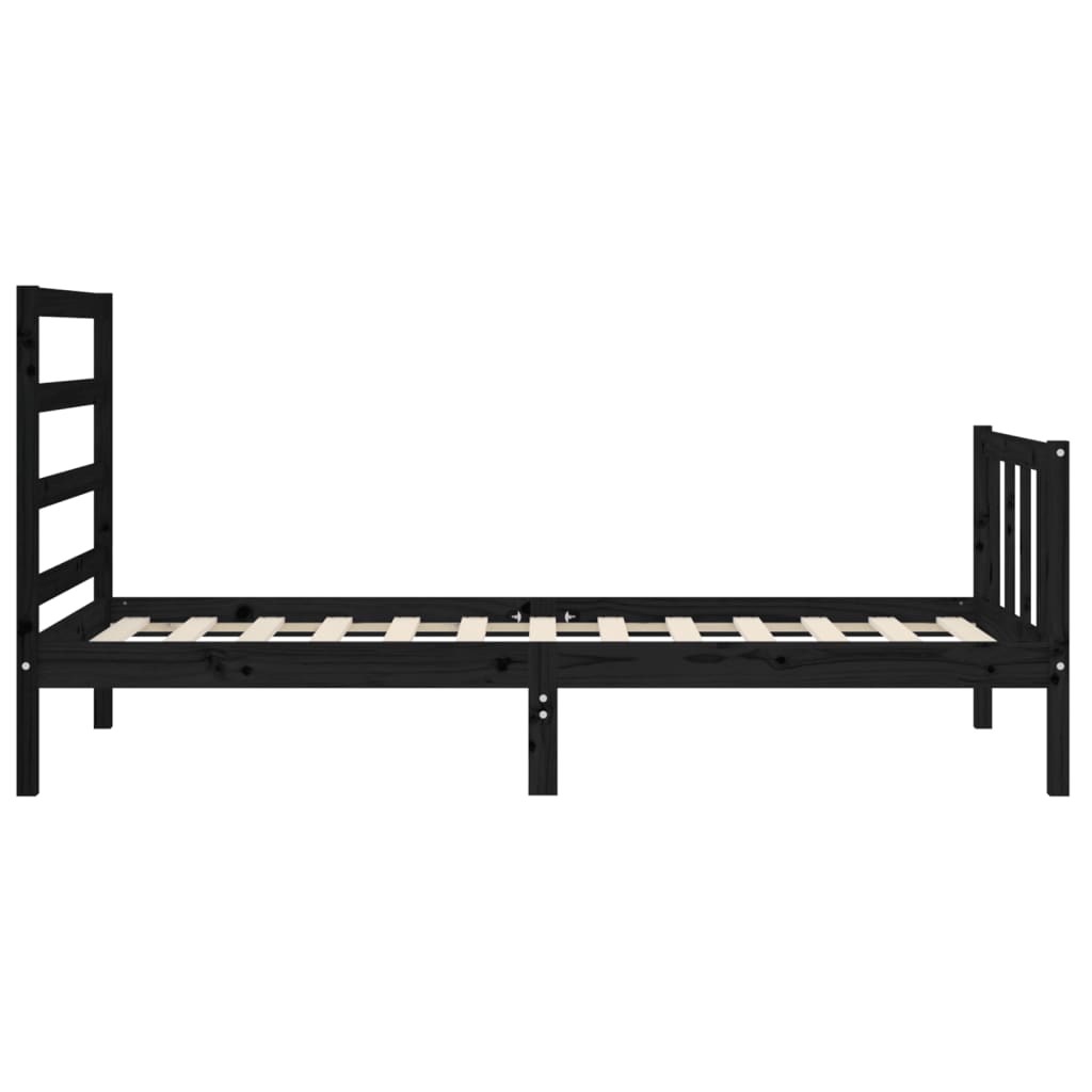 Cadre de lit sans matelas noir 100x200 cm bois massif de pin