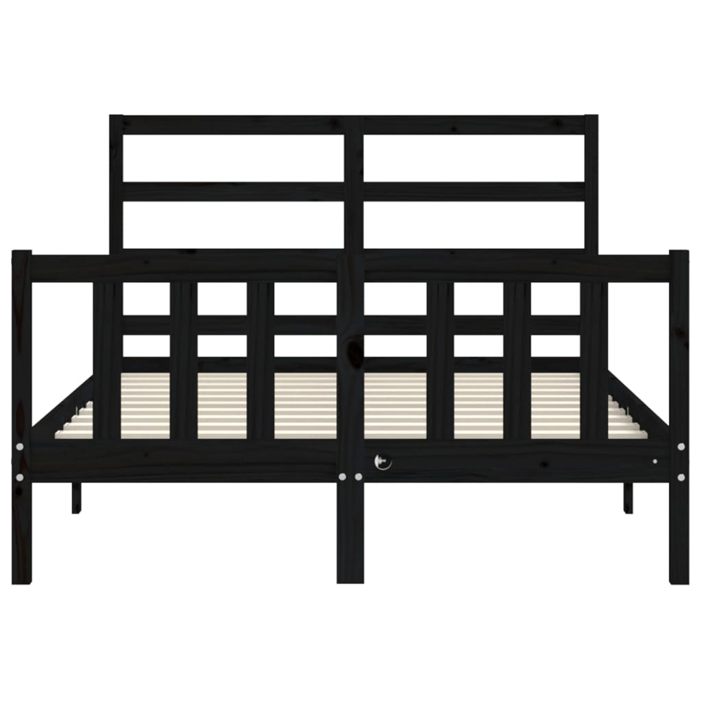 Cadre de lit sans matelas noir 120x200 cm bois de pin massif