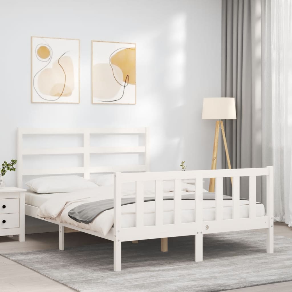 Cadre de lit sans matelas blanc 140x200 cm bois de pin massif