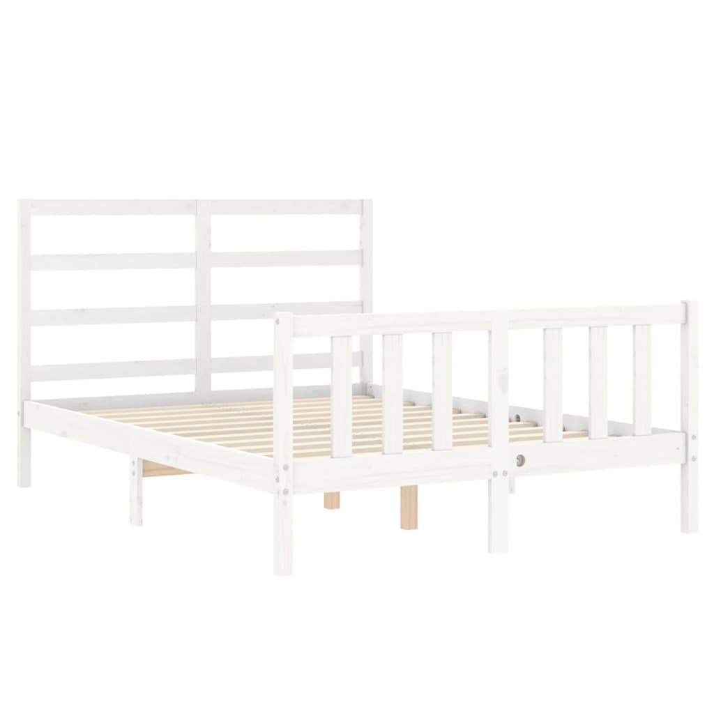 Cadre de lit sans matelas blanc 140x200 cm bois de pin massif