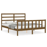 Cadre de lit sans matelas marron miel bois massif