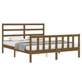 Cadre de lit sans matelas marron miel bois massif