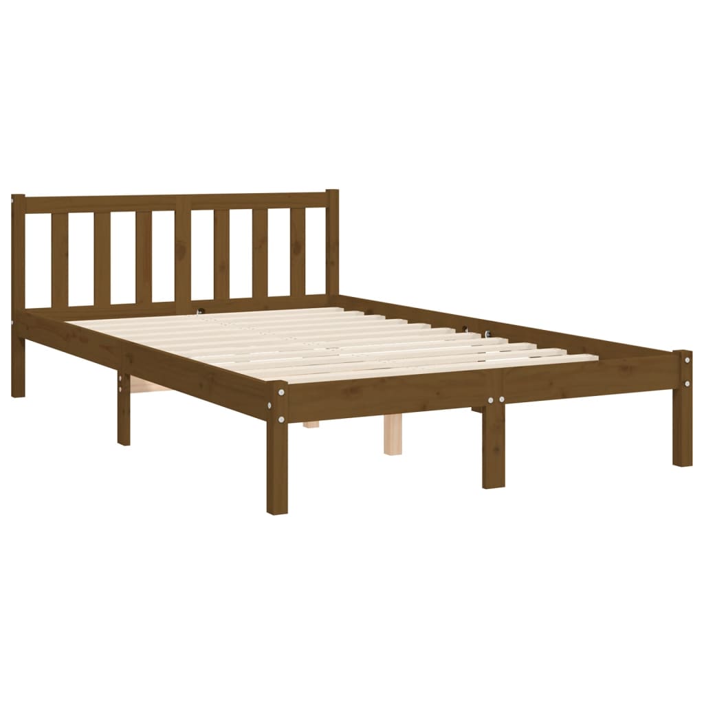 Cadre de lit sans matelas marron miel bois massif