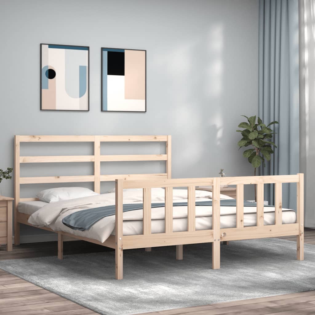 Cadre de lit sans matelas 160x200 cm bois massif de pin